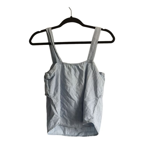 Madewell Denim Chambray Camisole Tie Tank Top Size 2 100% Cotton - Picture 2 of 4